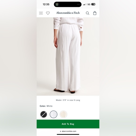 Abercrombie & Fitch Crinkle Texture Pull-on Pants - White - Picture 4 of 7